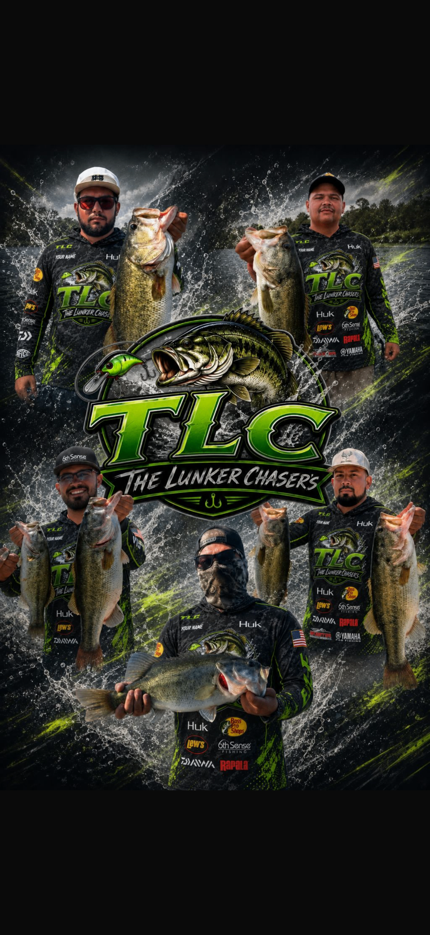 The Lunker Chaser's crew with trophy bass catches